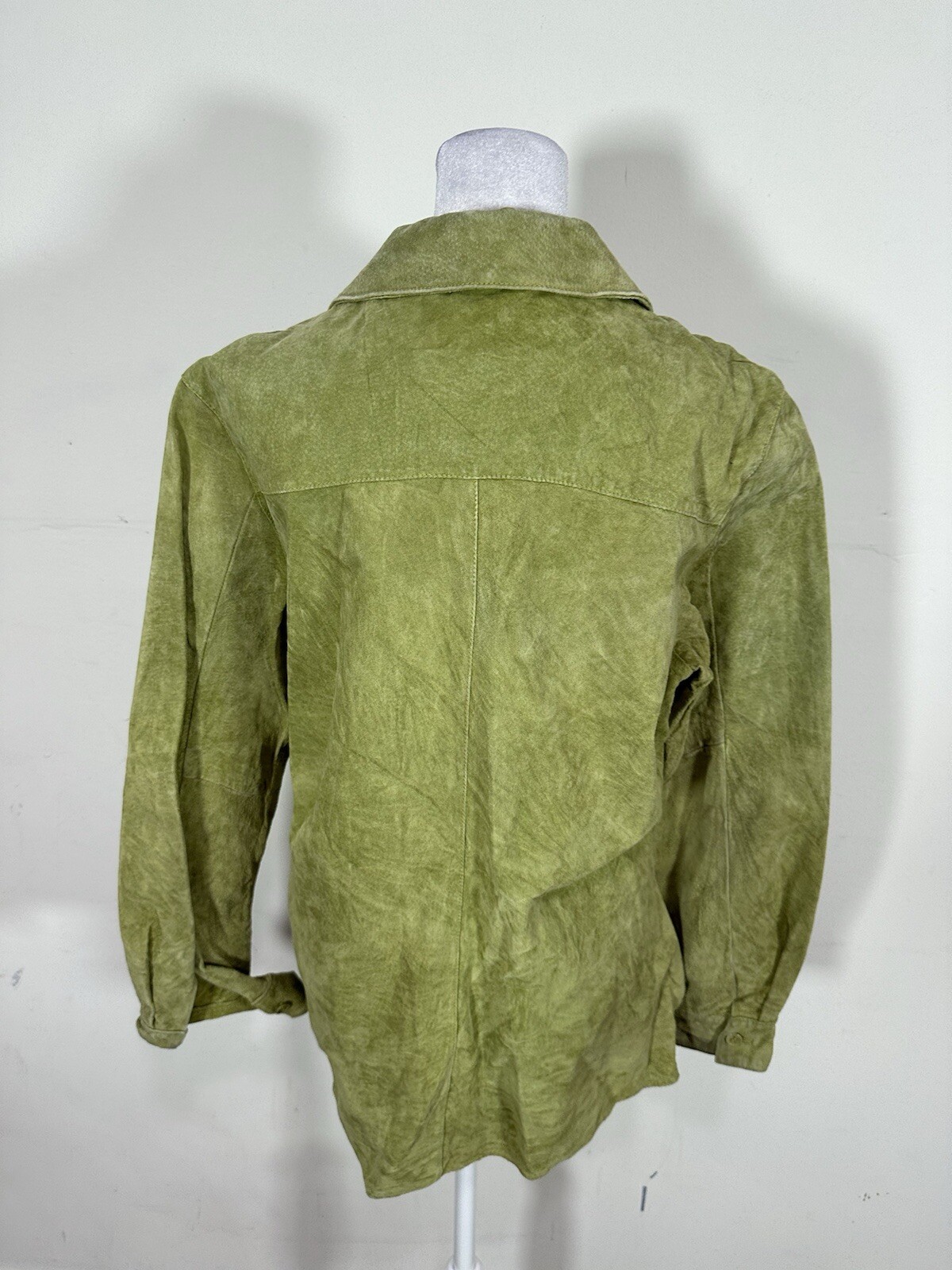 Joy Womens  Solid Green Colored Button Up leather… - image 4