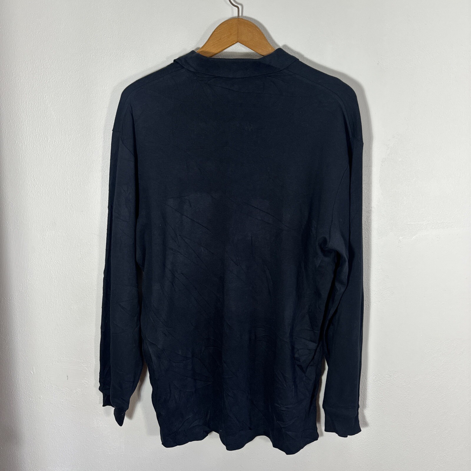 Polo Ralph Lauren camicia grande uomo L nero rosso pony cotone manica lunga colletto