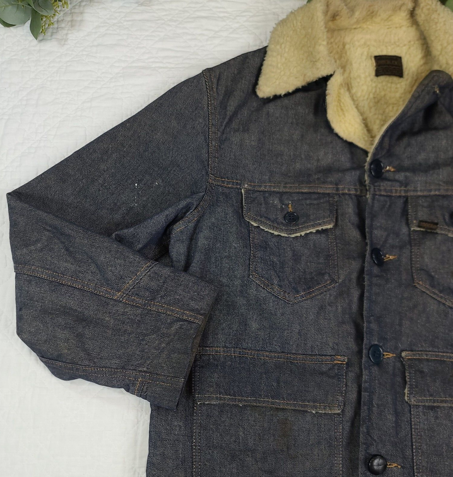 VTG Roebucks 1970's Denim Jacket Sherpa Lined Siz… - image 4