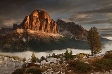 Landscape nature dolomites mountains fall forest mist Custom Gaming Mat Desk