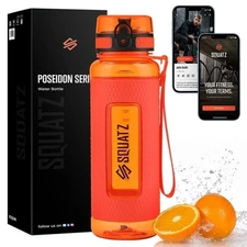SQUATZ 33floz Sports Water Bottle BPA-Free Leakproof With Strainer - Orange