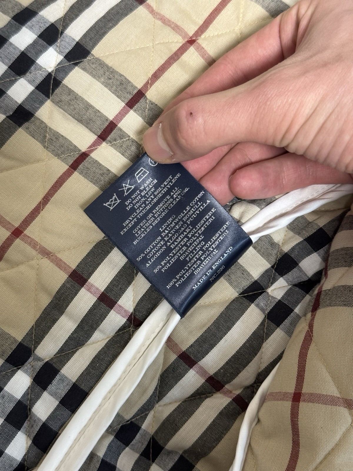 Vintage Burberry Quilted White Jacket Coat Nova Check Size 11 L Women’s thumbnail 7