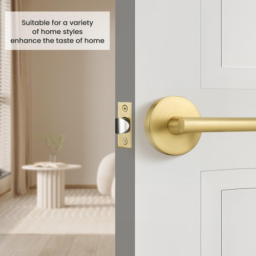 6 Pack Gold Passage Door Handles, Closet Door Lever Brushed Gold Interior Doo... - Picture 9 of 9