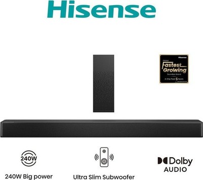 2.1 Soundbar & Subwoofer 240 W, BT HDMI ARC DTS VirtualX, Hisense HS2100,GEPRÜFT