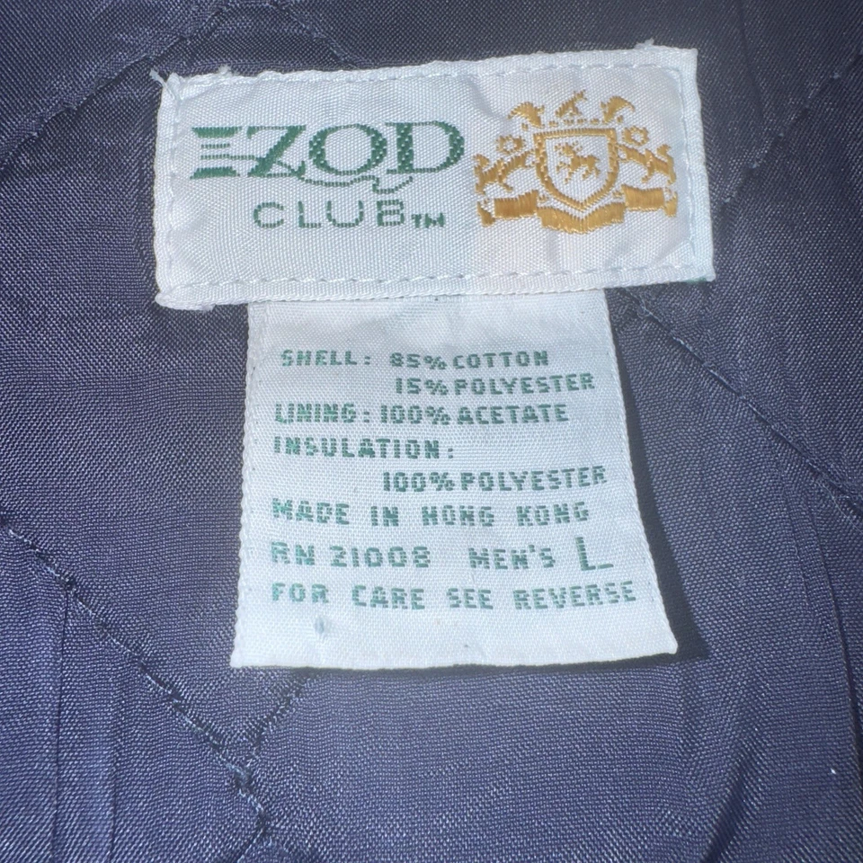 复古 Izod Club 蓝色夹克男式灯芯绒绝缘全拉链口袋大号 — 第 2/4 张图片