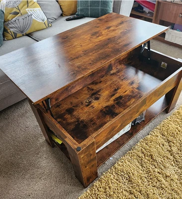 Industrial Coffee Table Vintage Retro Style Furniture Rustic Wood Storage Room - Image 1 of 4