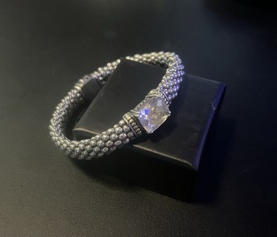 Lagos Caviar Bracelet 18K Gold Sterling Silver White Topaz Rittenhouse Small 6mm