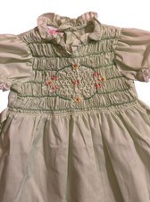 VTG Winnie The Pooh Girls Dress Sz 4T Prairie Cottage Puff Sleeve Mint Green USA