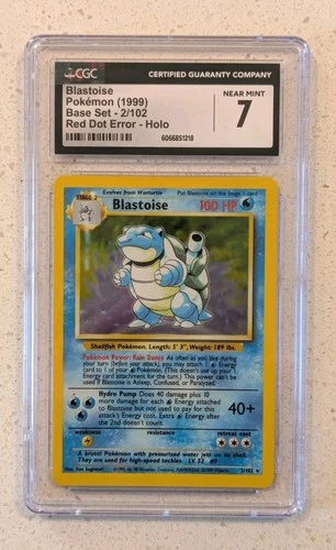 Blastoise Pokemon 1999 Base Set Unlimited Holo Rare #2 RED DOT ERROR - CGC 7