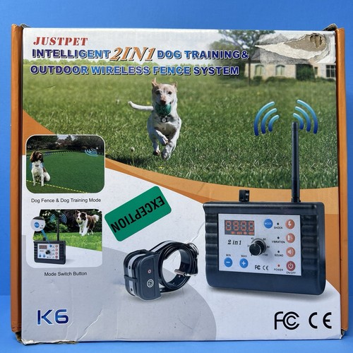 Justpet 2in1 Dog Training Collar Wireless Fence System Rechargeable Pet Trainer