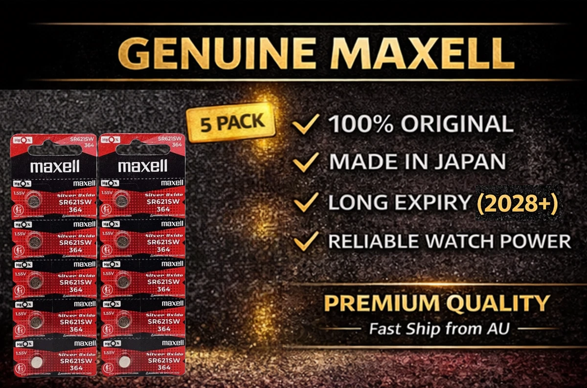 (5 Pack) Quality Maxell (SR621SW / 364) 1.55V Watch batteries