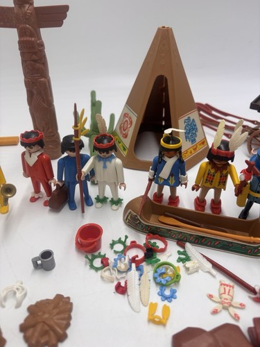 Vintage Playmobil Geobra LOT Indians Horses Wagon Tepee guns, rifles 1974 - Picture 4 of 7