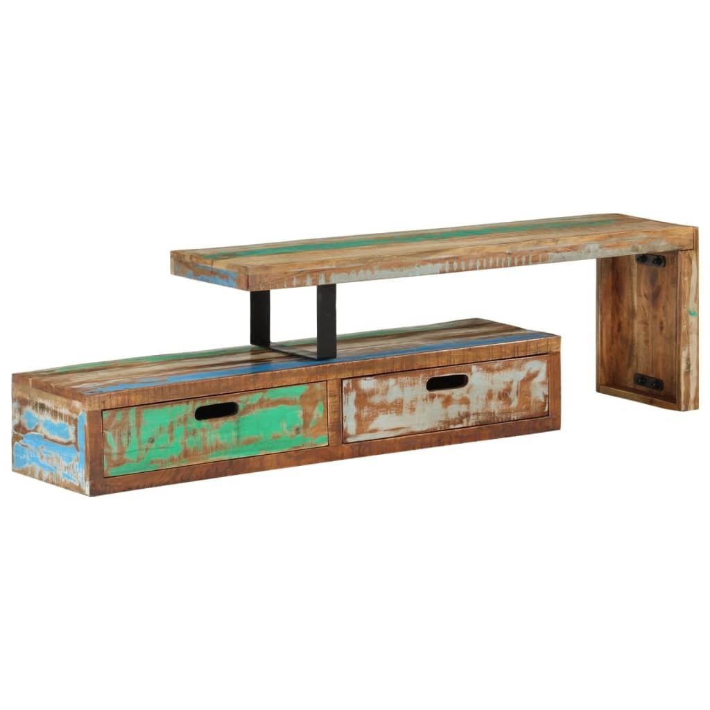 Multicolor Solid Reclaimed Wood Medium Tv Stand