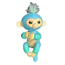 WowWee Fingerlings Blue 2 Tone Monkey Eddie Interactive Baby Pet Tested 3724
