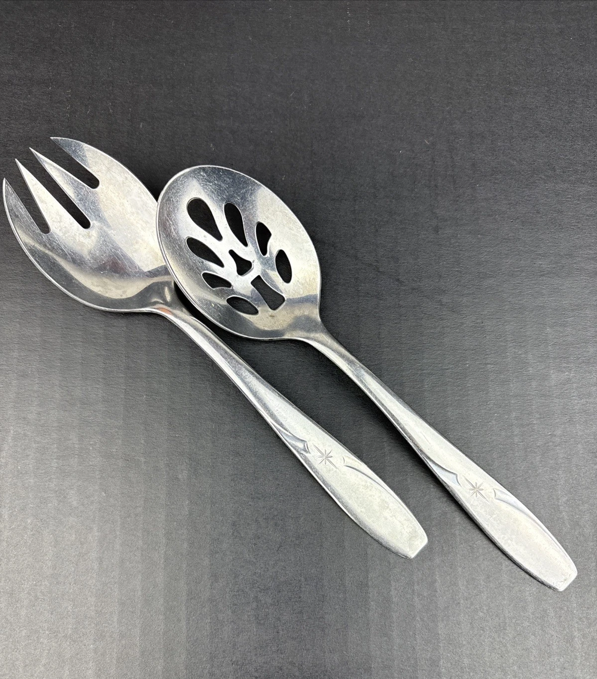 Wallace Atomic NORTH STAR Pierced Serving Spoon & Cold Meat Fork Set Stainless