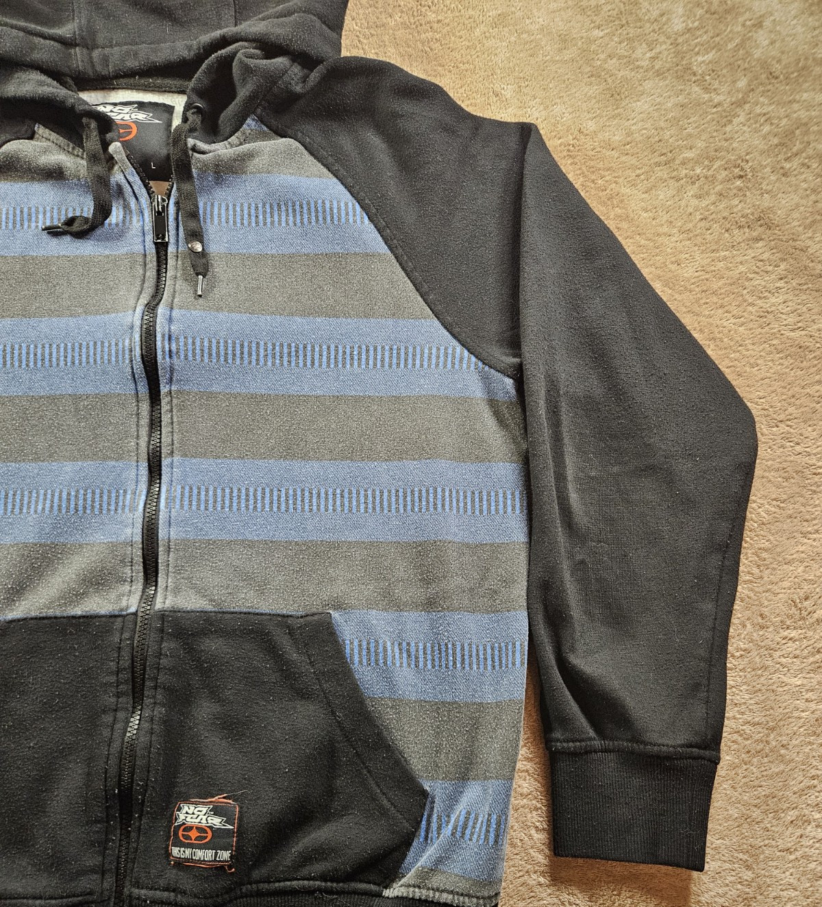 Vintage No Fear Full Zip Hoodie Grunge Punk Skater Y2K Size Large