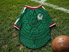 Mexico Soccer Dog Jersey Green Aztec Print Pet Shirt Fan Apparel