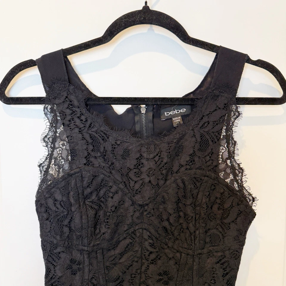 Bebe 蕾丝紧身胸衣紧身胸衣,尺寸 XS Boning Back Zip Whimsigoth 维多利亚 — 第 2/4 张图片