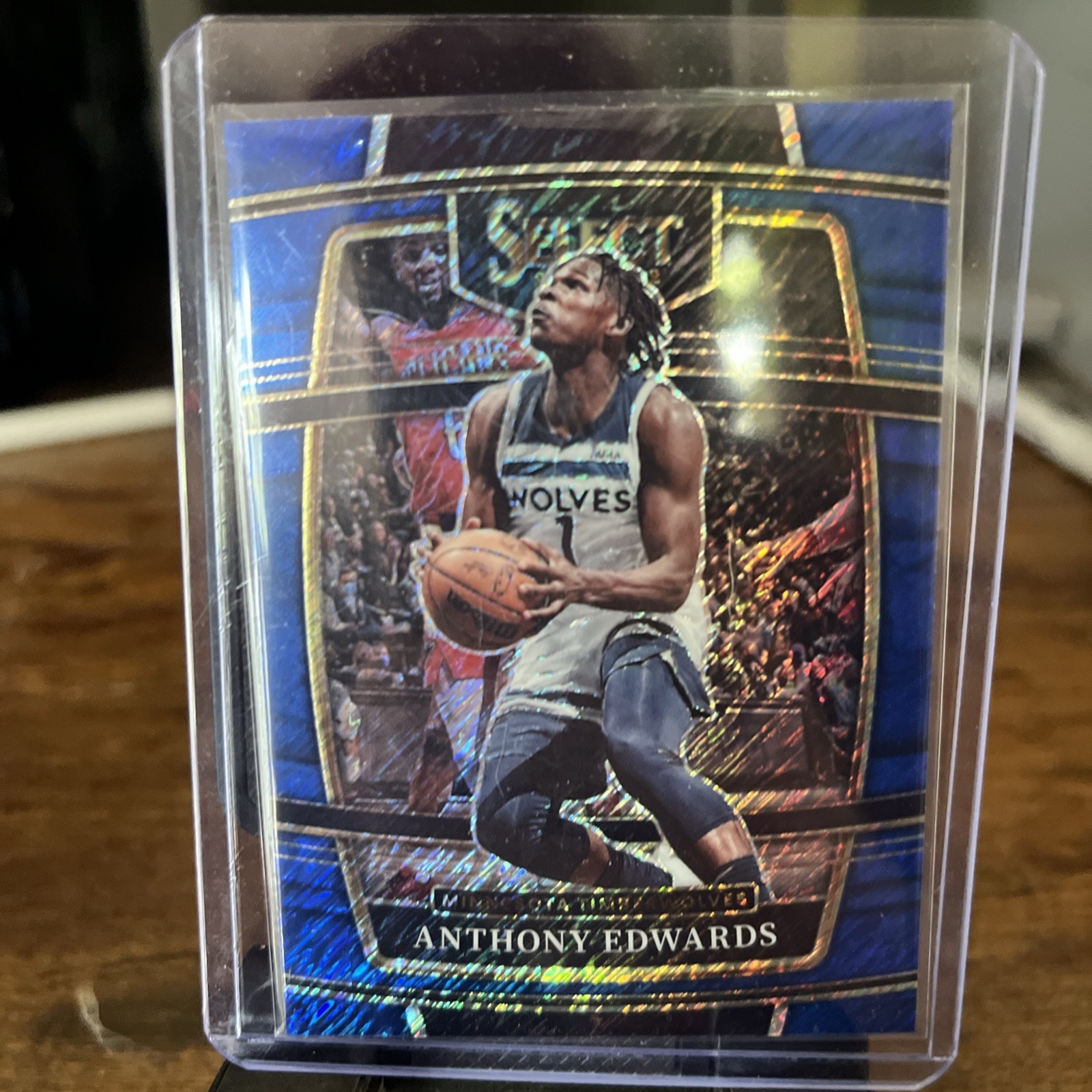 2021-22 Panini Select - Concourse Anthony Edwards #49 Blue Shimmer Prizm