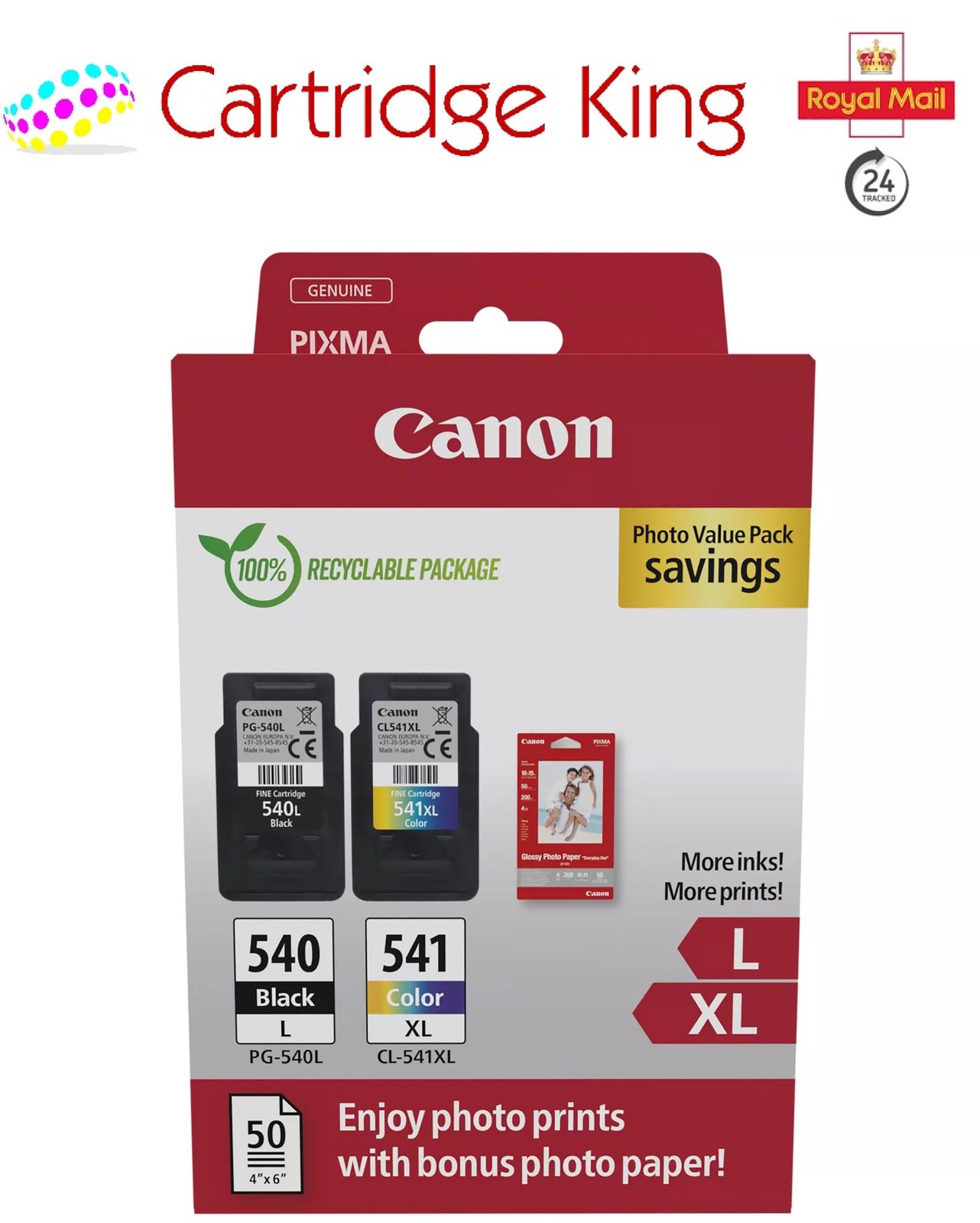 Canon PG-540L / CL-541XL Genuine Ink Cartridges for Pixma MG3150