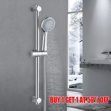 Shower Head & Slide Riser Rail Bracket Kit Chrome Adjustable Set With Soap Dish