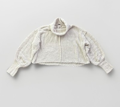 Free People Chunky Crop Cowl Neck Sweater Womens XS Cream Oversized Be Yours