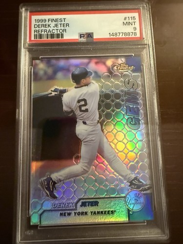 1999 TOPPS FINEST GEMS DEREK JETER REFRACTOR #115~PSA 9~MINT Yankees