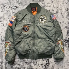 Schott MA-1 Embroidery Sukajan Souvenir Flight Bomber Jacket Size Large