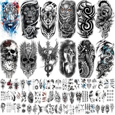72 Sheets Realistic Temporary Tattoo Stickers for Adults - 72 Sheets, Black
