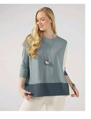 Wynne Layer Damen 2 Ton Elfenbein/Salbei Top Größe 3XL