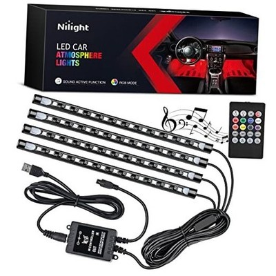 48 LEDs DC 5V Multicolor Music Car Strip Lights - 4PCS USB Interior Lights