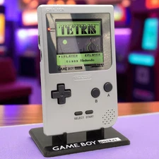 Nintendo Game Boy Pocket Silver with Backlit IPS and Display Stand