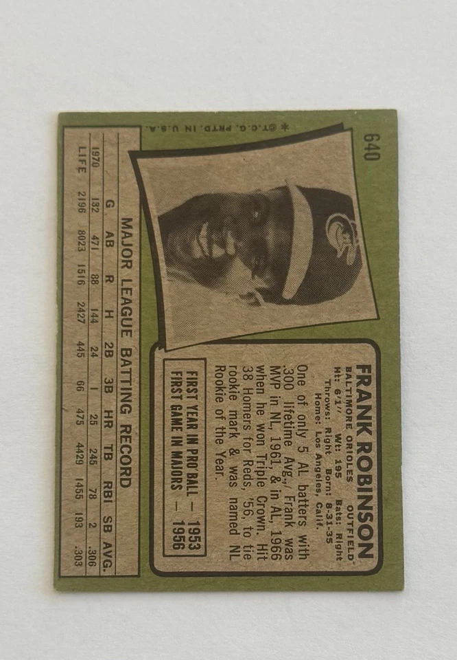 Topps Frank Robinson Orioles Hof 1971 Foto 2 de 2