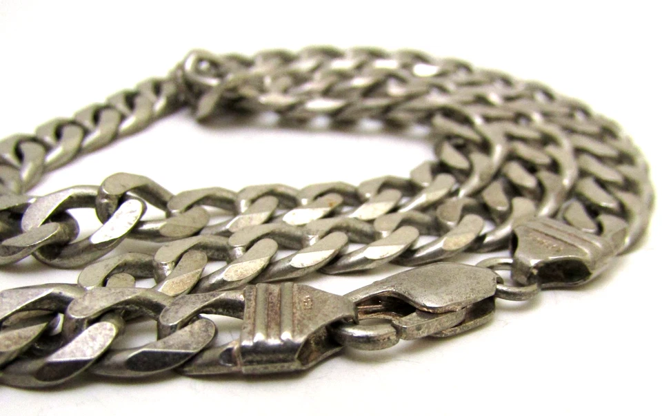 Collar de cadena de eslabones cubanos de plata esterlina 925 sólido pesado Italia 9MM 17" 47g Foto 2 de 4