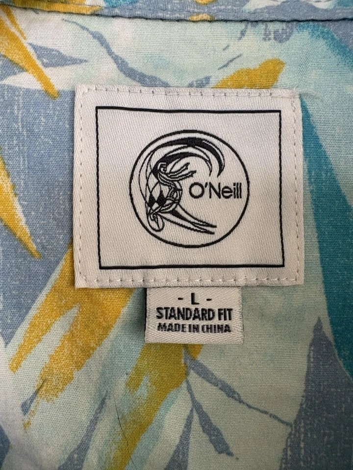 Camisa Hawaiana O'Neill L Ajuste Estándar Azul Amarillo Floral Manga Corta Abotonada Foto 3 de 4
