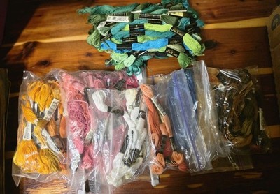 DMC, J&P Coats Star Sux Assorted Lot Skeins Of Embroidery Floss New & Used .15ea