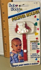 Vintage 1993 Baby Buddy White Bear Pacifier Holder NIP