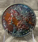 1880 MORGAN SILVER DOLLAR GEM BU RAINBOW TONED #2617