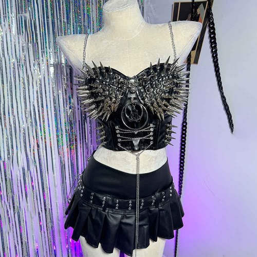 Grunge Goth Tachonado E-Girls Emo Punk Rock Cadena Y2K Halter Camisola TOPS - Imagen 9 de 14