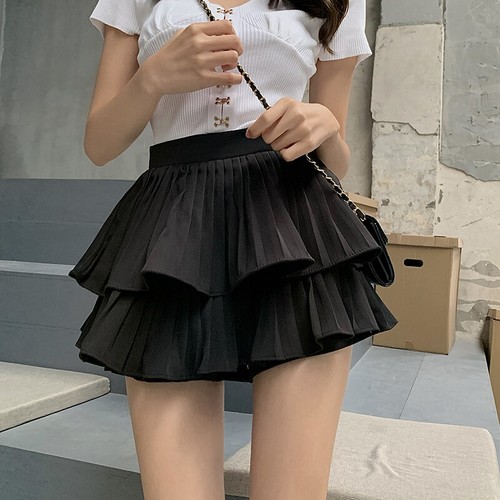 Womens Fashion High Waist Double Layered Tiered Skirts Summer A Line Mini  Dress | eBay