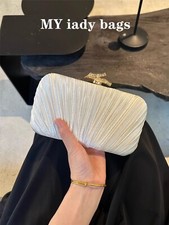 Fashion Satin Pleated Clutch Purse Women Handbag Luxury Evening Bag Shoulder Bag