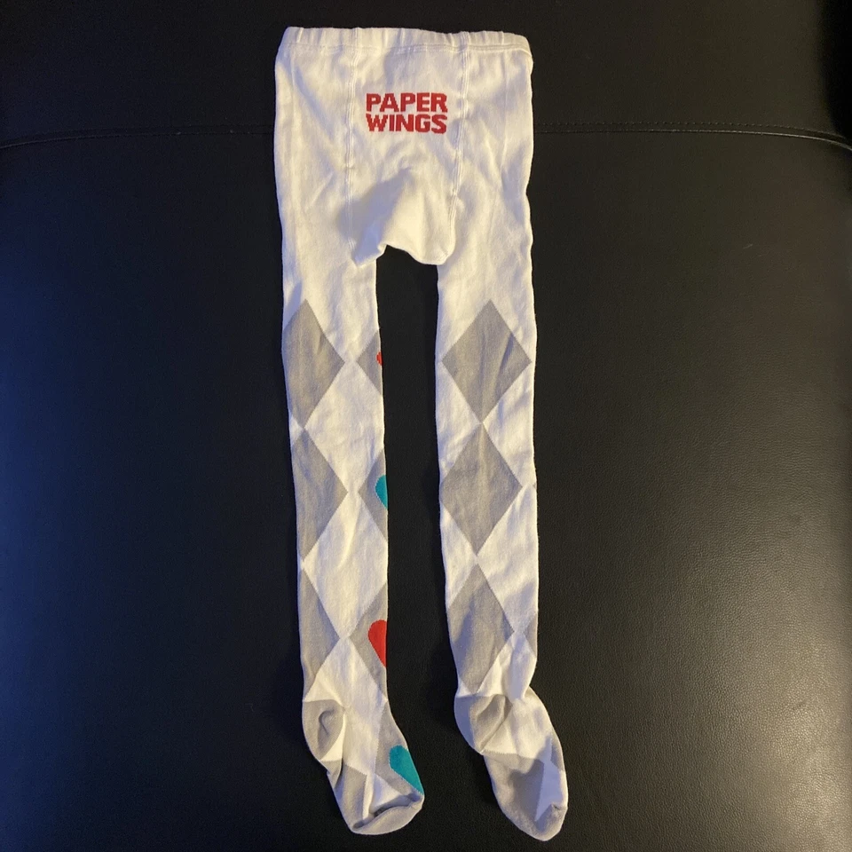 Niñas M Medias Punto Argyle Corazones Blanco ALAS DE PAPEL Foto 2 de 3