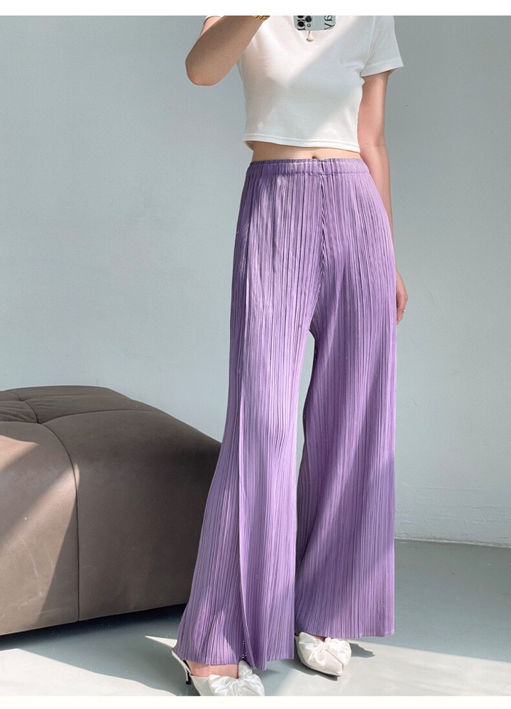 2024SS Fashion Folded Double Layered PP Wide Leg Pants Versatile Casual Pants