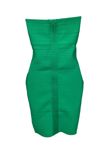 Herve Leger Womens Strapless Green Bandage Dress Size Small Retail $690 - Picture 4 of 9