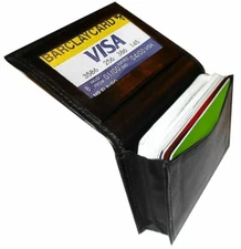 Genuine Leather Expandable Credit Card ID Business Card Holder Wallet, Black