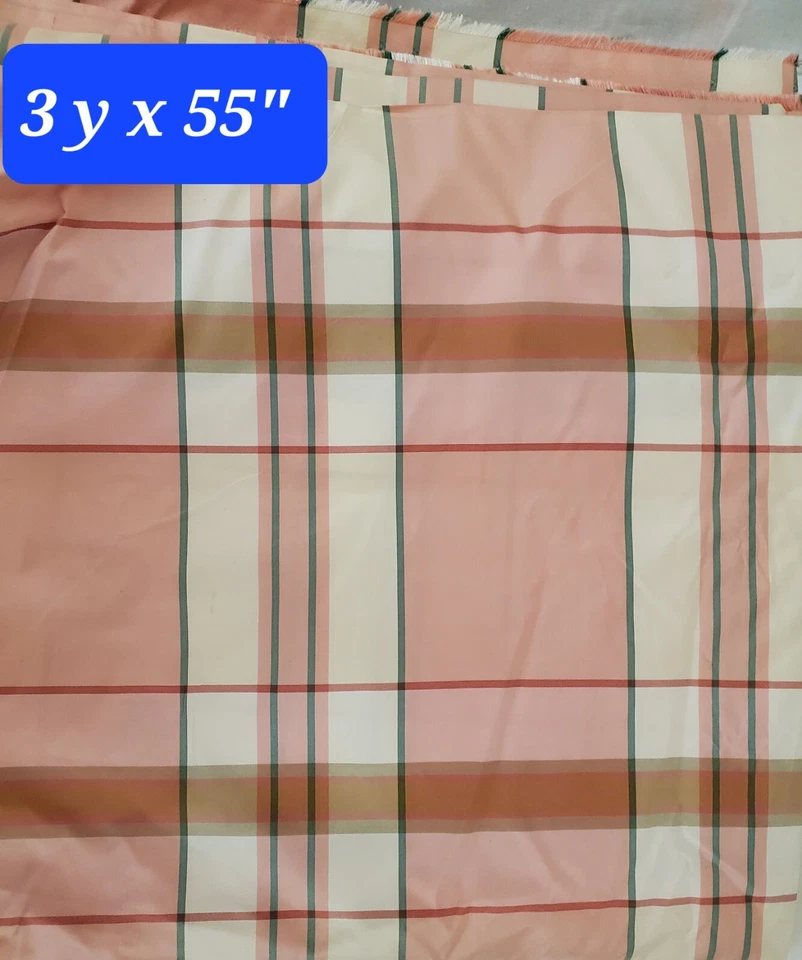 11+ YDS Total 100% SILK STRIPES & SQUARES PLAID DRAPERY PILLOW UPHOLSTERY FABRIC - Image 3 of 4