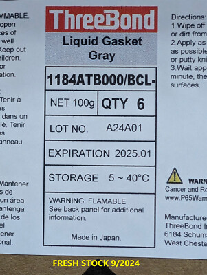 ThreeBond 1184 Liquid Gasket Case Sealer Gray 3.4oz Hondabond