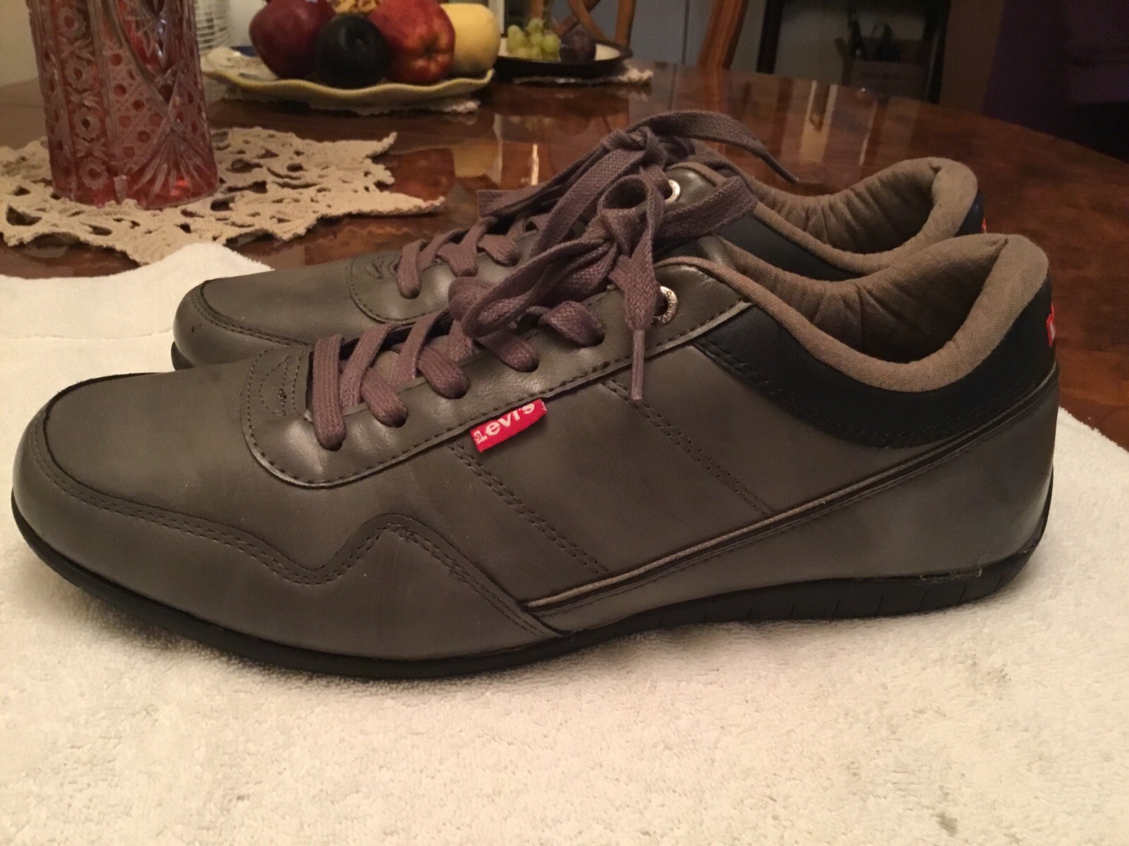 LEVIS MENS SHOES SNEAKERS GREY LEATHER SIZE 13 Gem