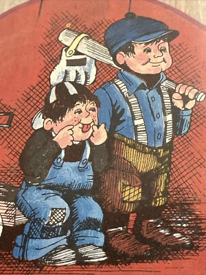Kitschy Warning Children At Play Wallace Berrie Wall Sign 7'' x 3'' 1970's BOYS