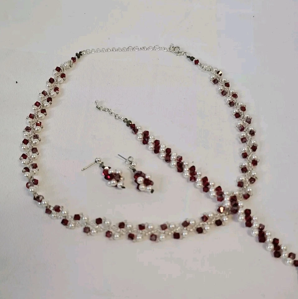 Perles Noel Set Perlen-Kette-Ohrstecker-Armband Brasselet Kristall aus dem... - Bild 2 von 4